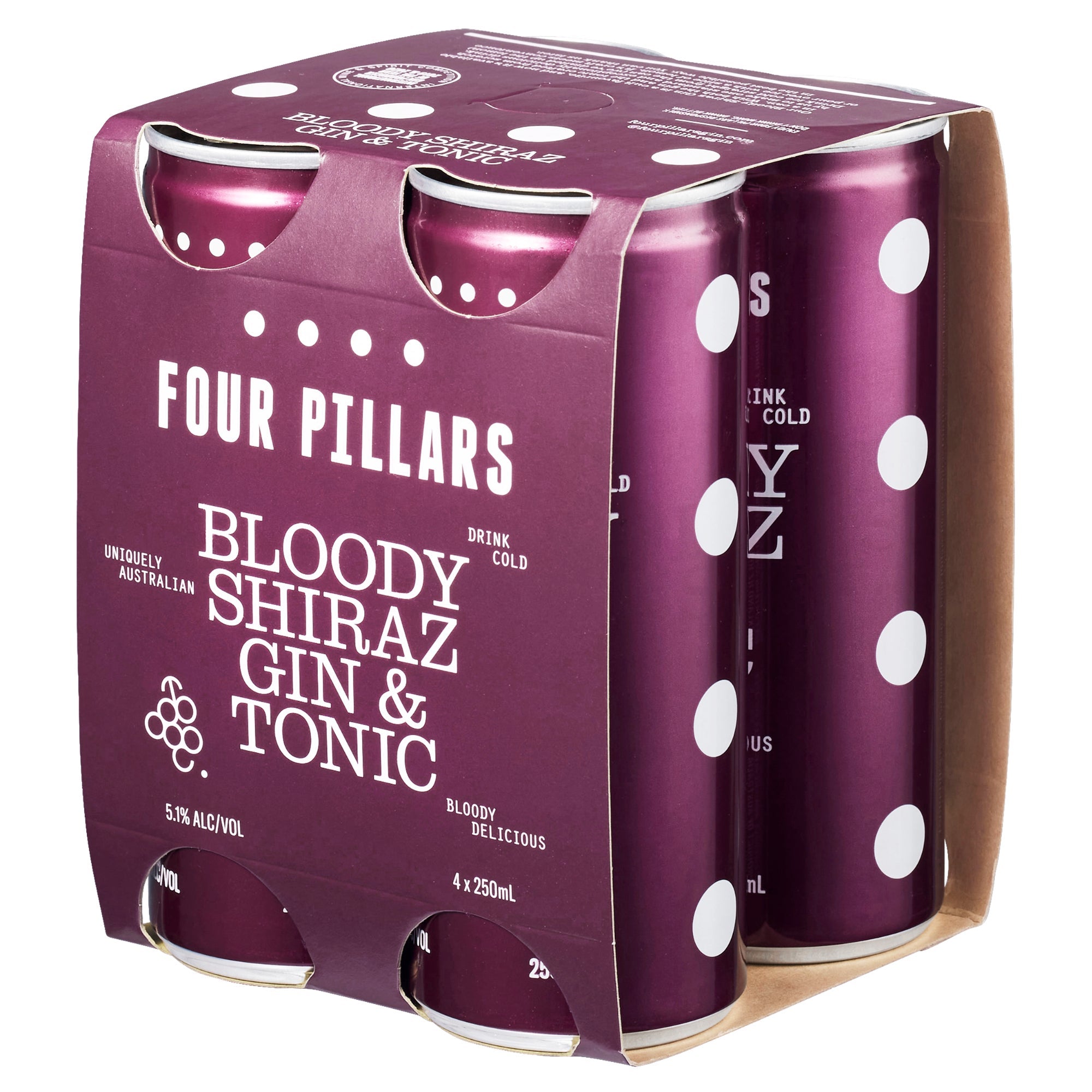 Four Pillars Bloody Shiraz Gin & Tonic 5.1% 4 Pack Cans 250ml