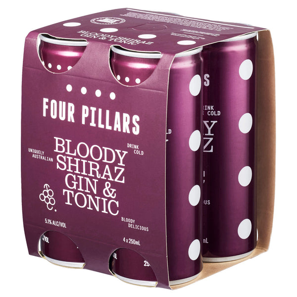 Four Pillars Bloody Shiraz Gin & Tonic 5.1% 4 Pack Cans 250ml