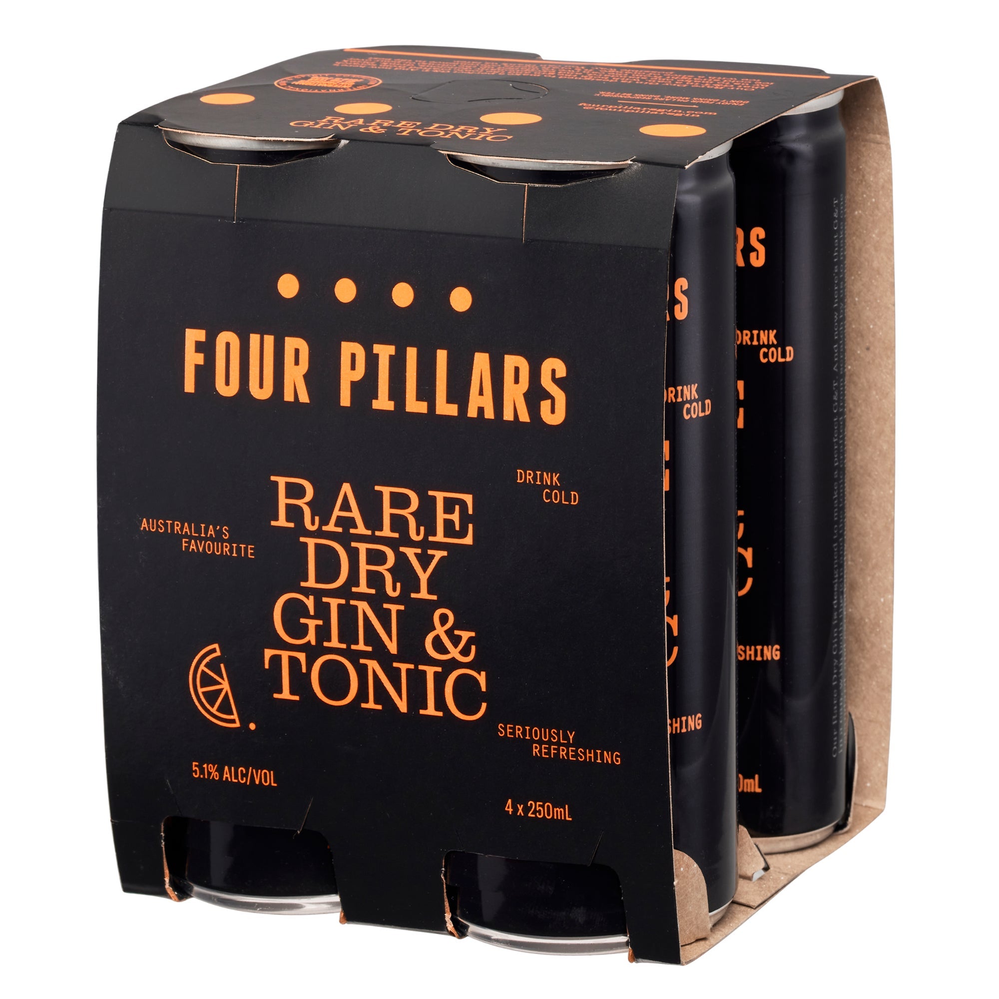 Four Pillars Rare Dry Gin & Tonic 5.1% 4 Pack Cans 250ml