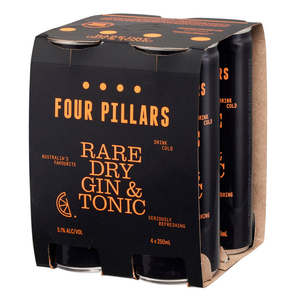 Four Pillars Rare Dry Gin & Tonic 5.1% 4 Pack Cans 250ml