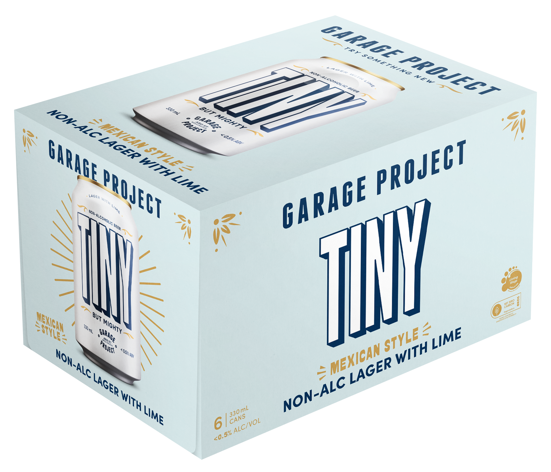 Garage Project Tiny Lager with Lime <0.5% 6 Pack Cans 330ml
