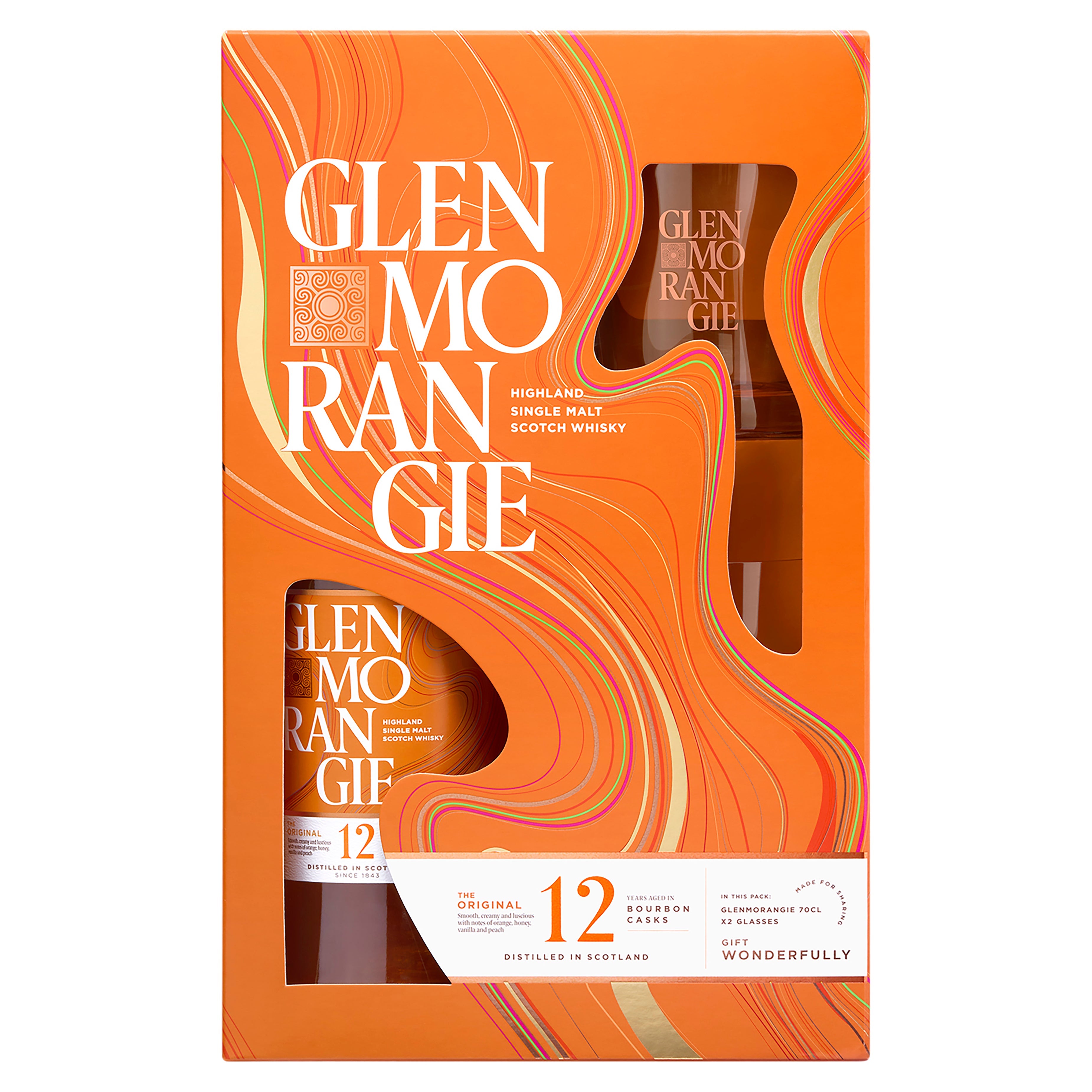 Glenmorangie 12YO The Original Single Malt Whisky & 2 Glasses Gift Pack 700ml