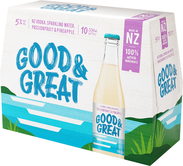 Good & Great Vodka Passionfruit & Pineapple 5% 10 Pack Bottles 330ml