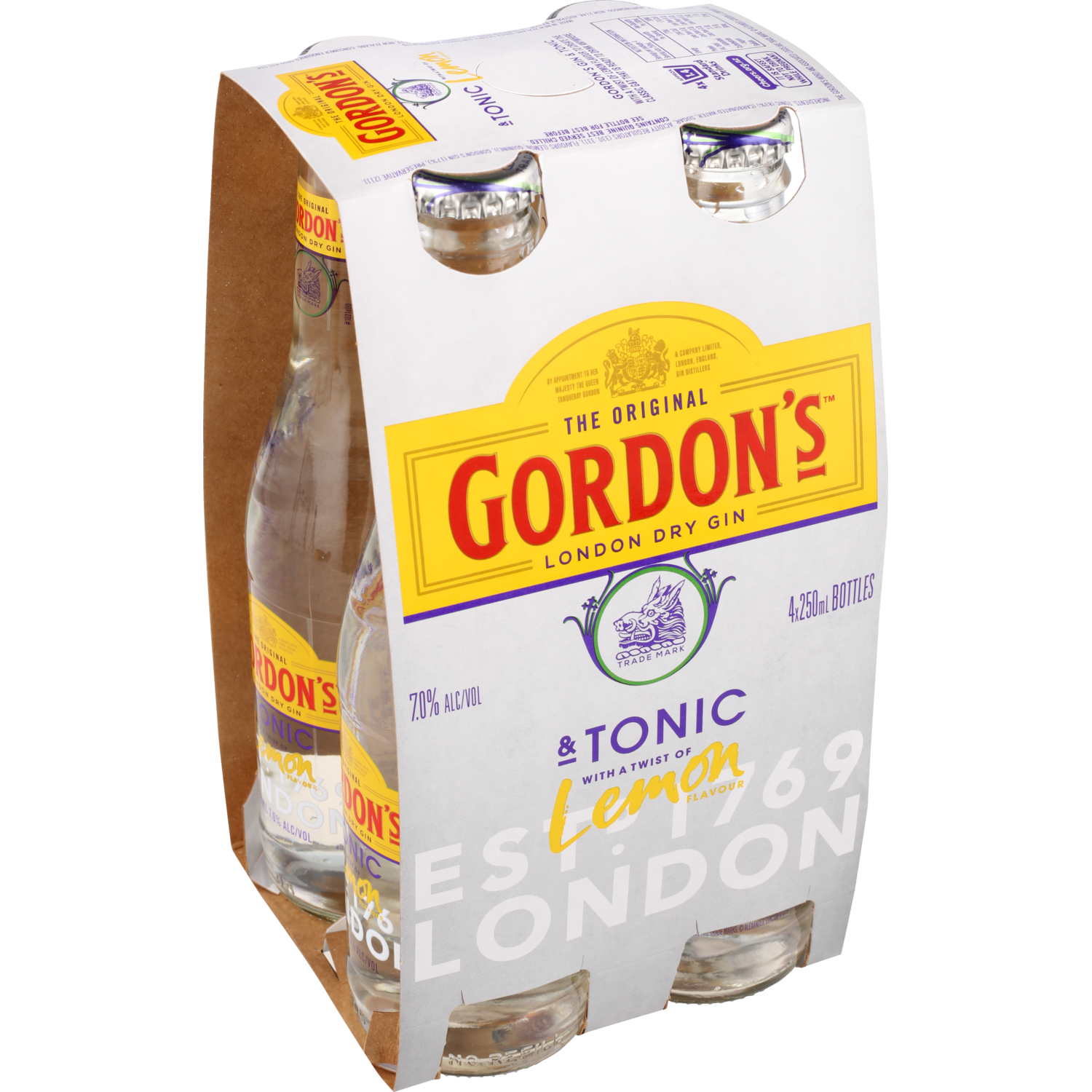Gordons Gin & Tonic 7% 4 Pack Bottles 250ml