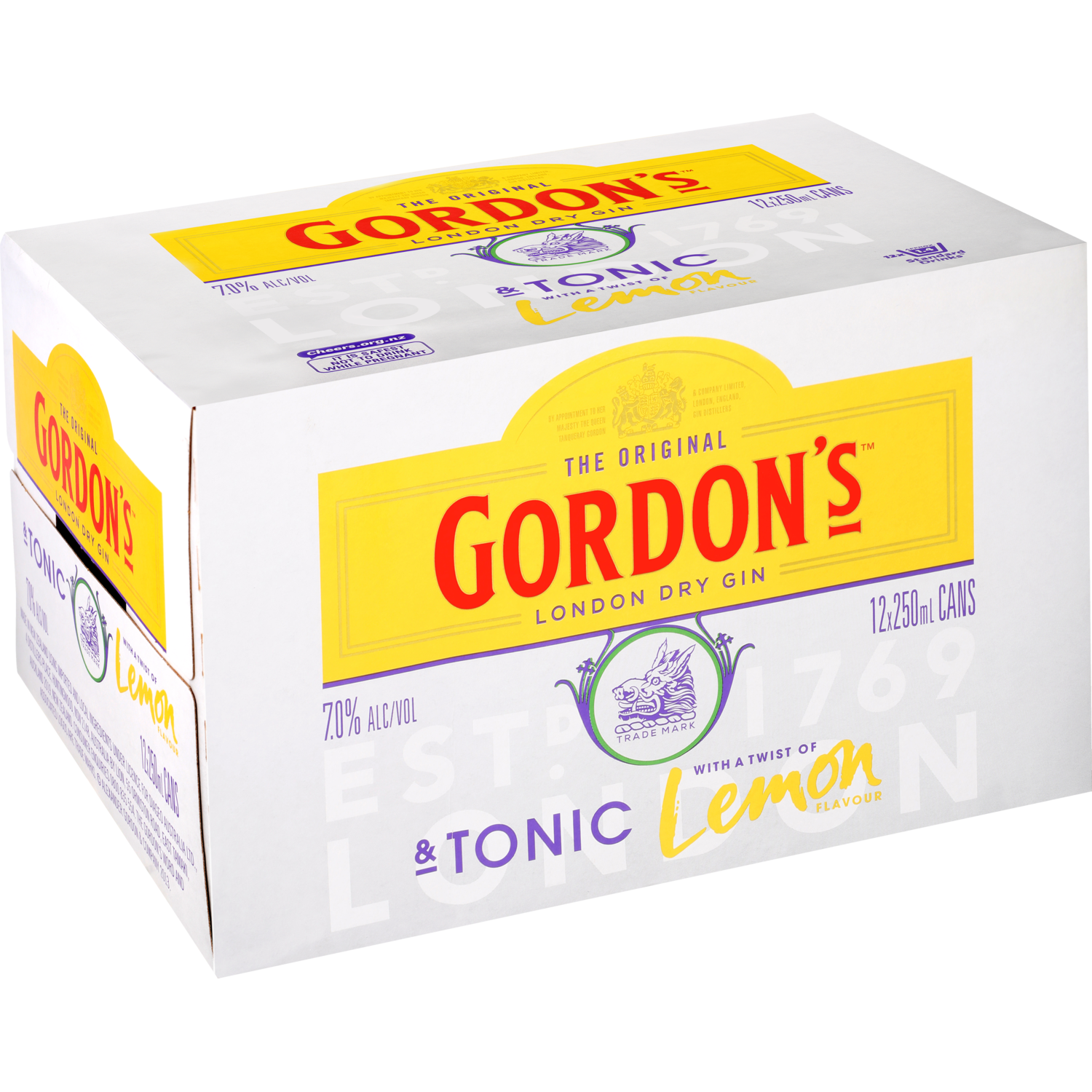 Gordons Gin & Tonic Slimline 7% 12 Pack Cans 250ml