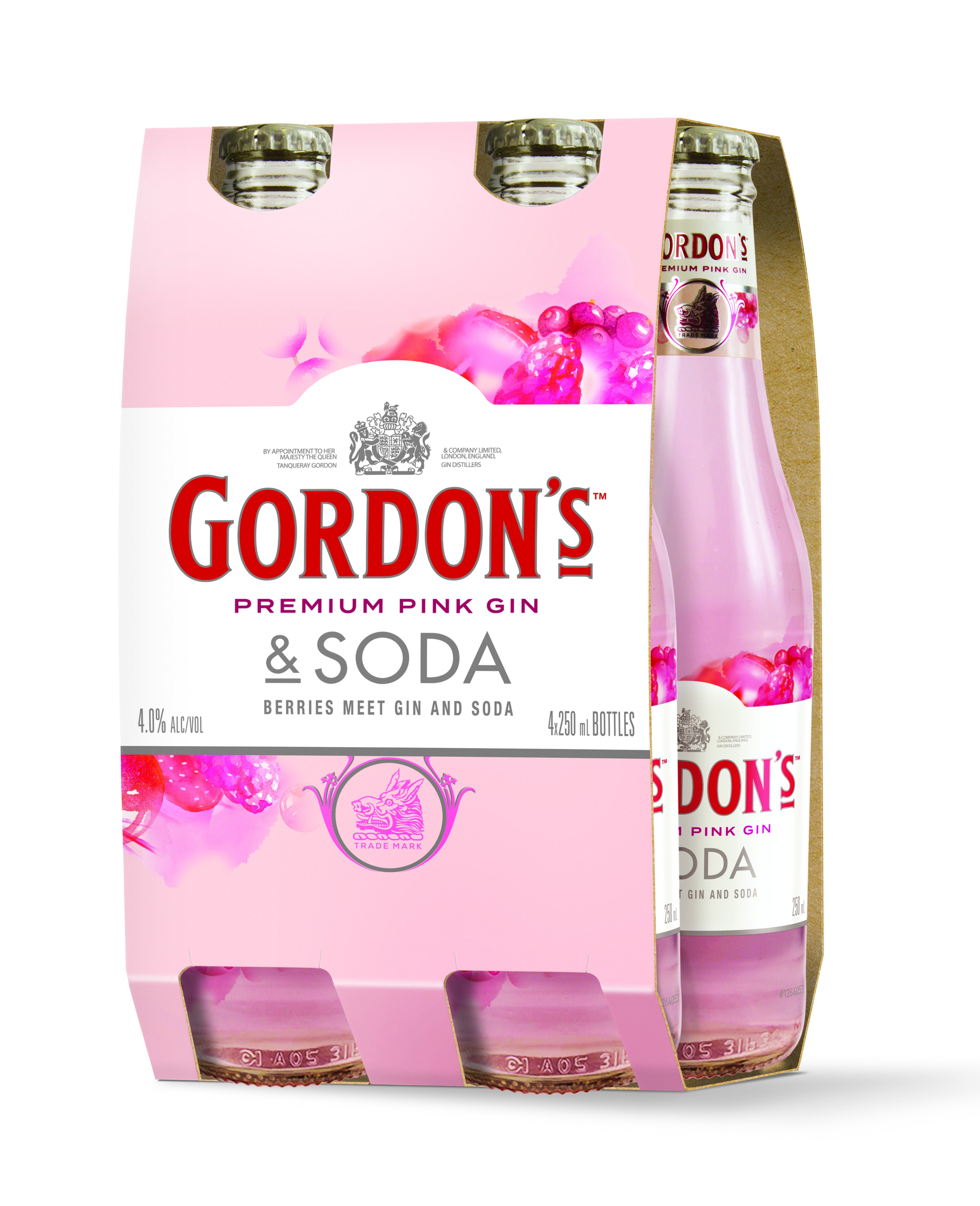 Gordons Premium Pink Gin & Soda 4% 4 Pack Bottles 250ml