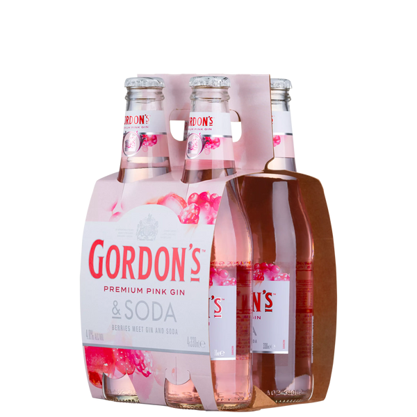Gordons Premium Pink Gin & Soda 4% 4 Pack Bottles 330ml