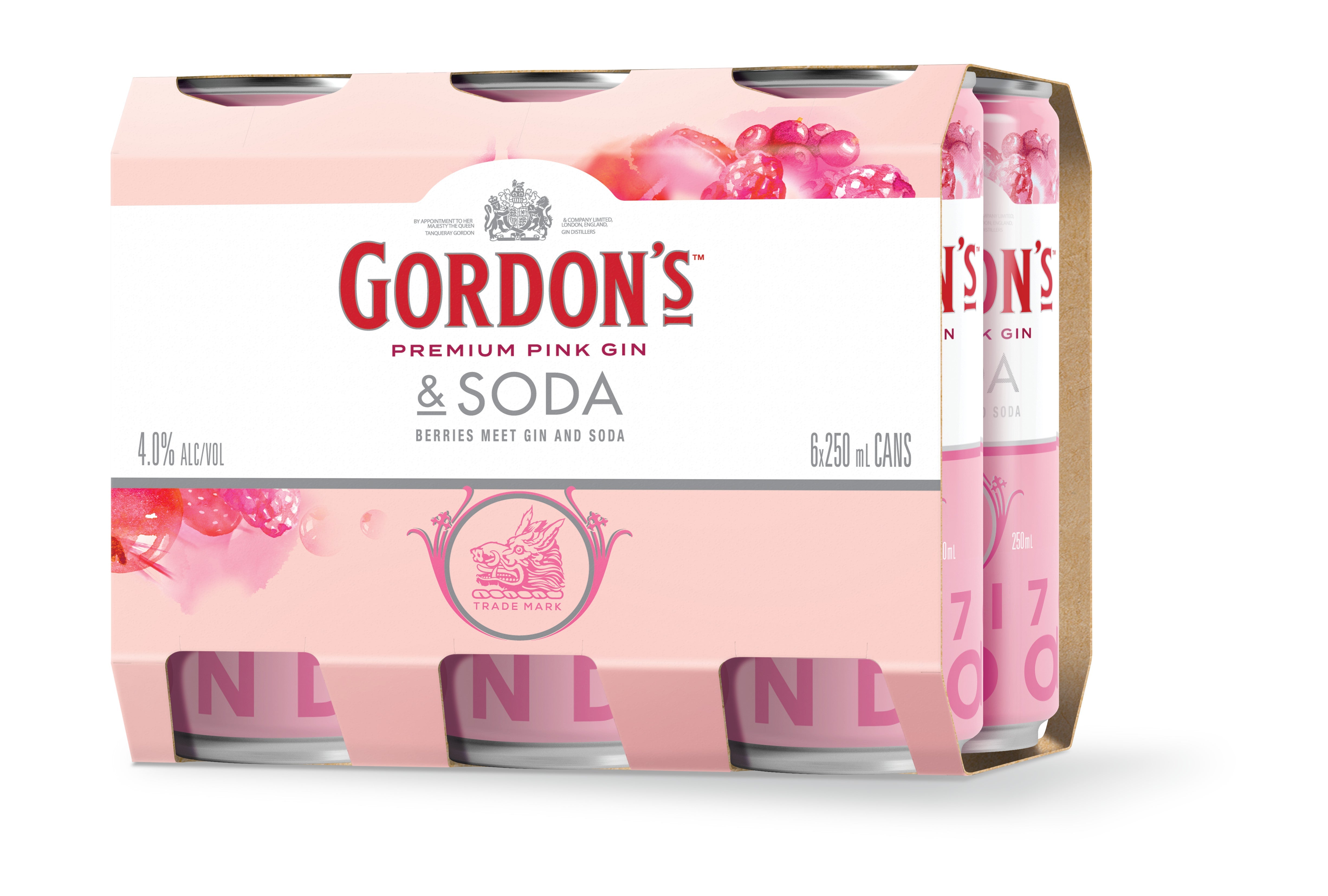 Gordons Premium Pink Gin & Soda 4% 6 Pack Cans 250ml