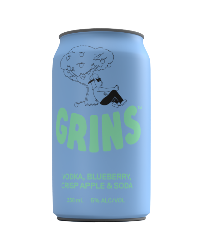 Grins Vodka Blueberry Apple and Soda 10 Pack Cans 330ml