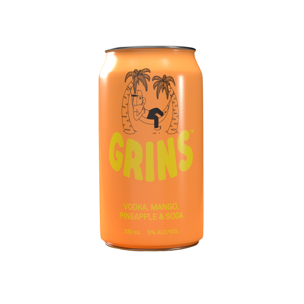 Grins Vodka Mango Pineapple & Soda 5% 10 Pack Cans 330ml