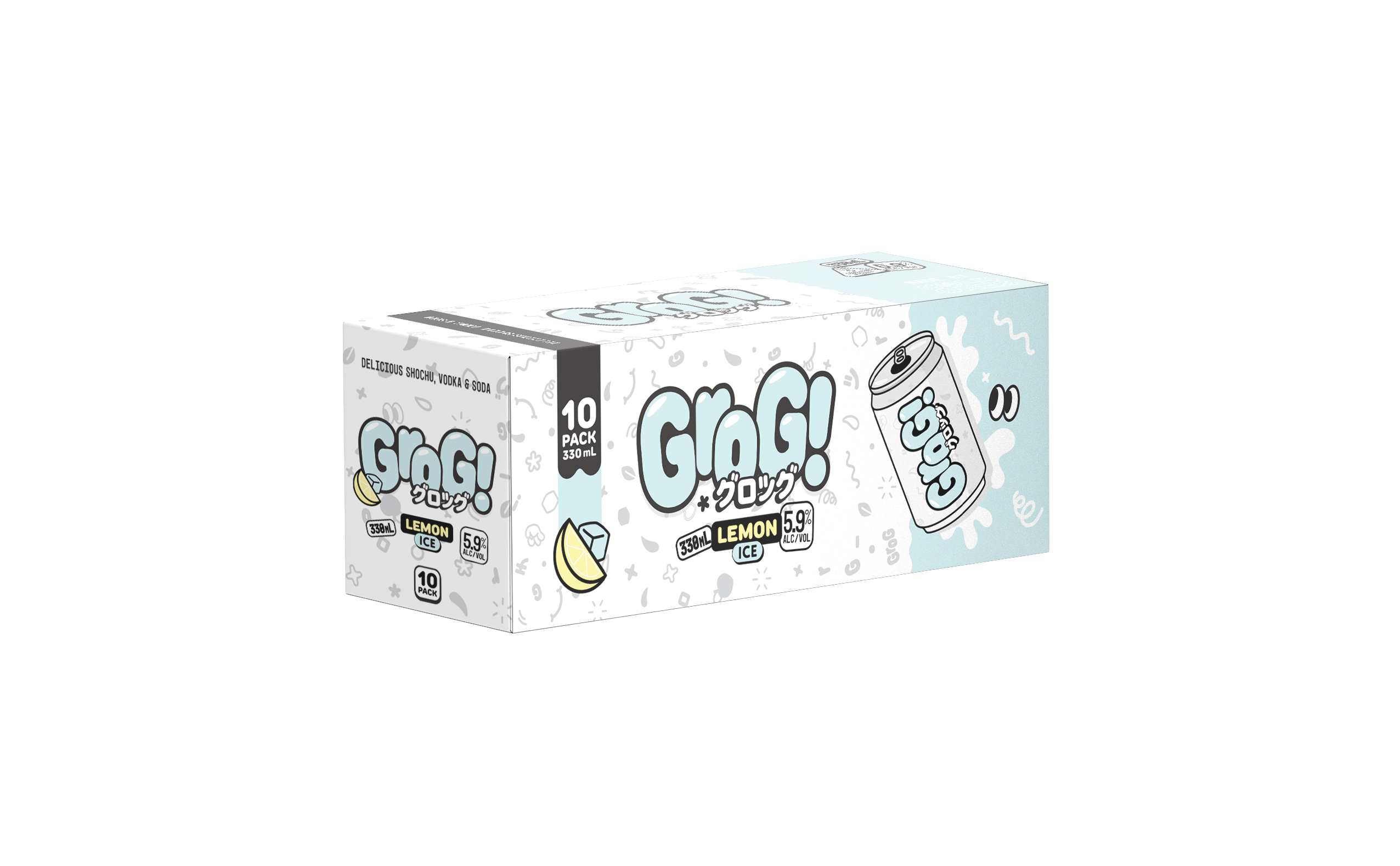 Grog Lemon Ice 5.9% 10 Pack Cans 330ml