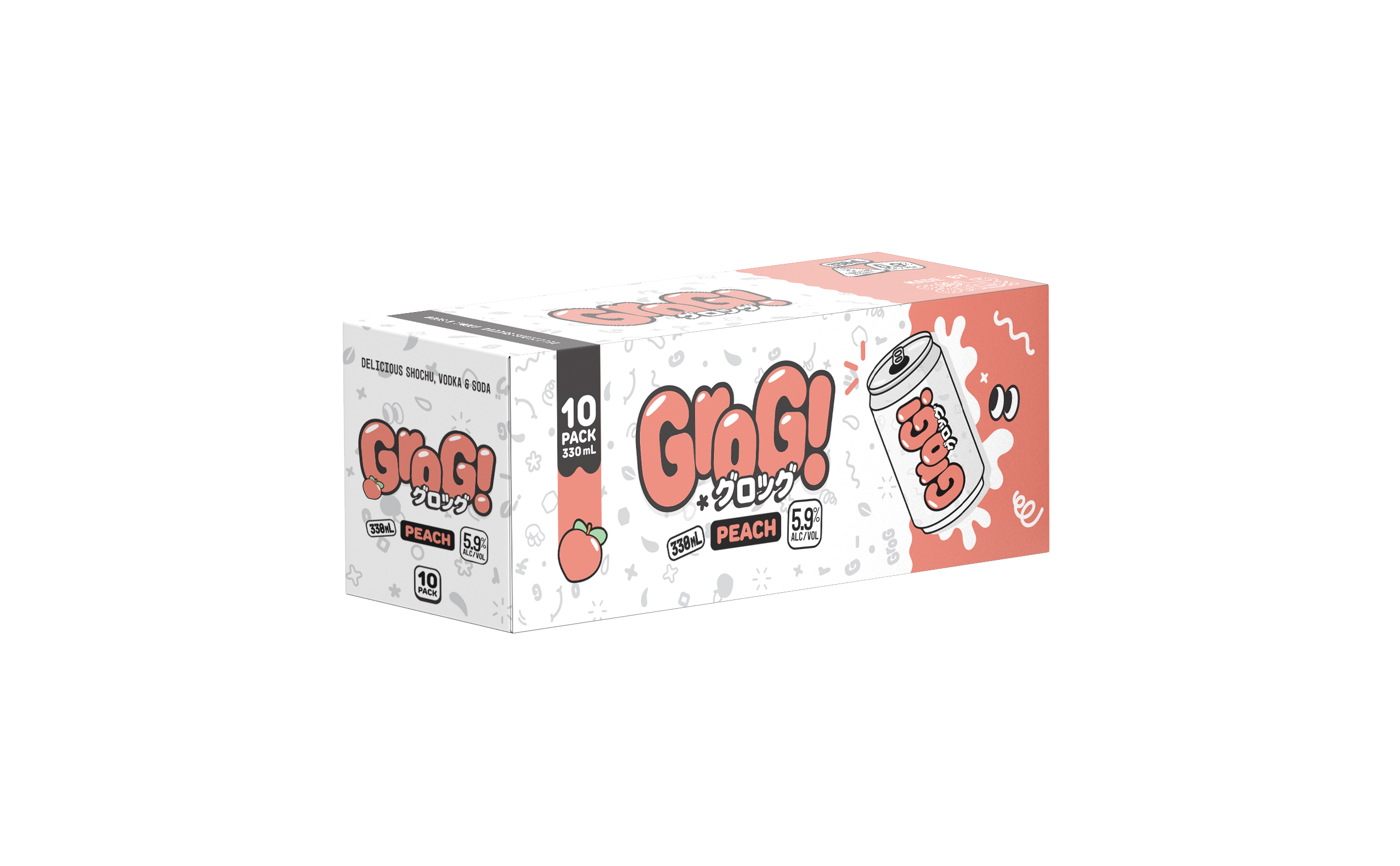 Grog Peach 5.9% 10 Pack Cans 330ml