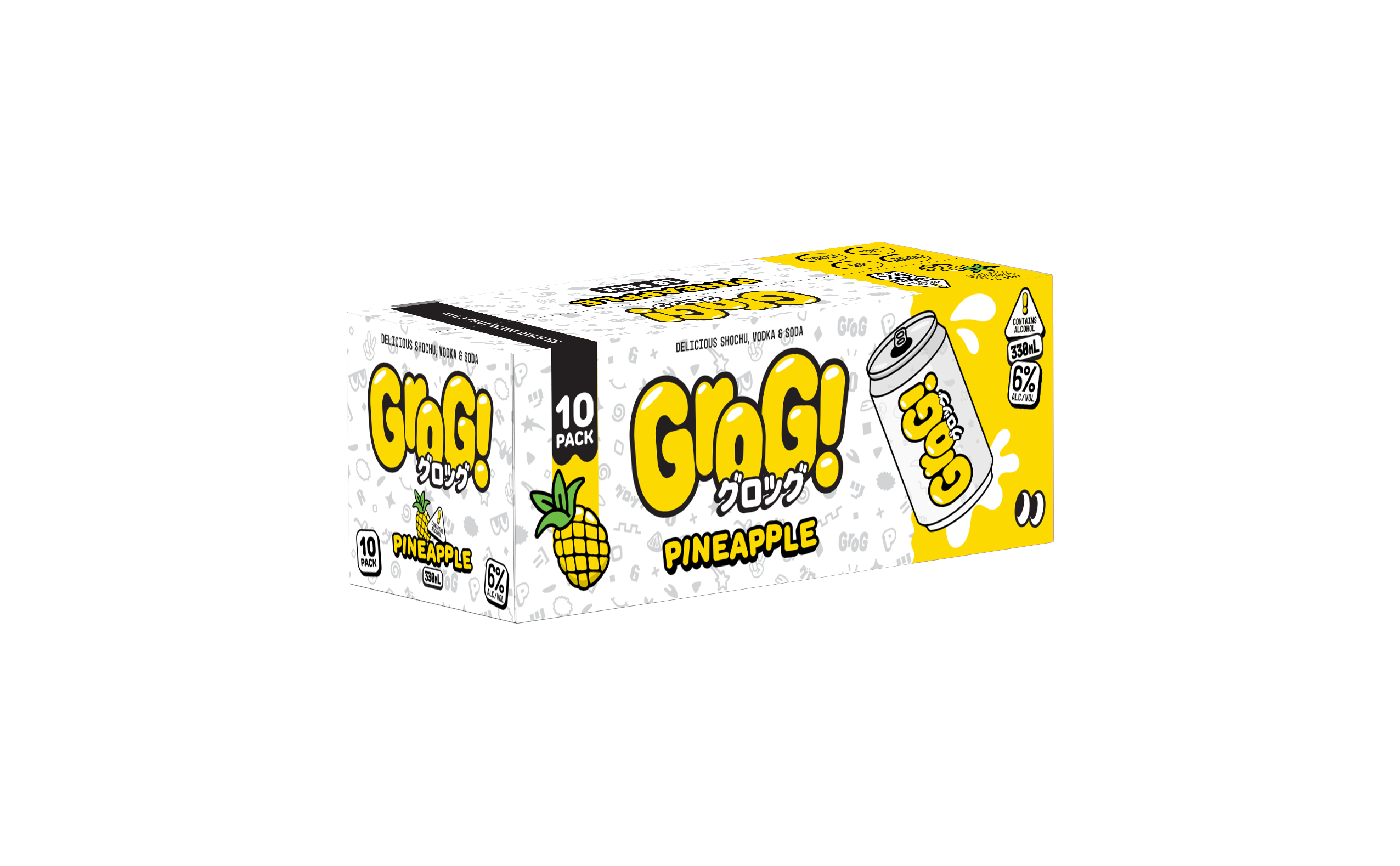 Grog Pineapple 5.9% 10 Pack Cans 330ml