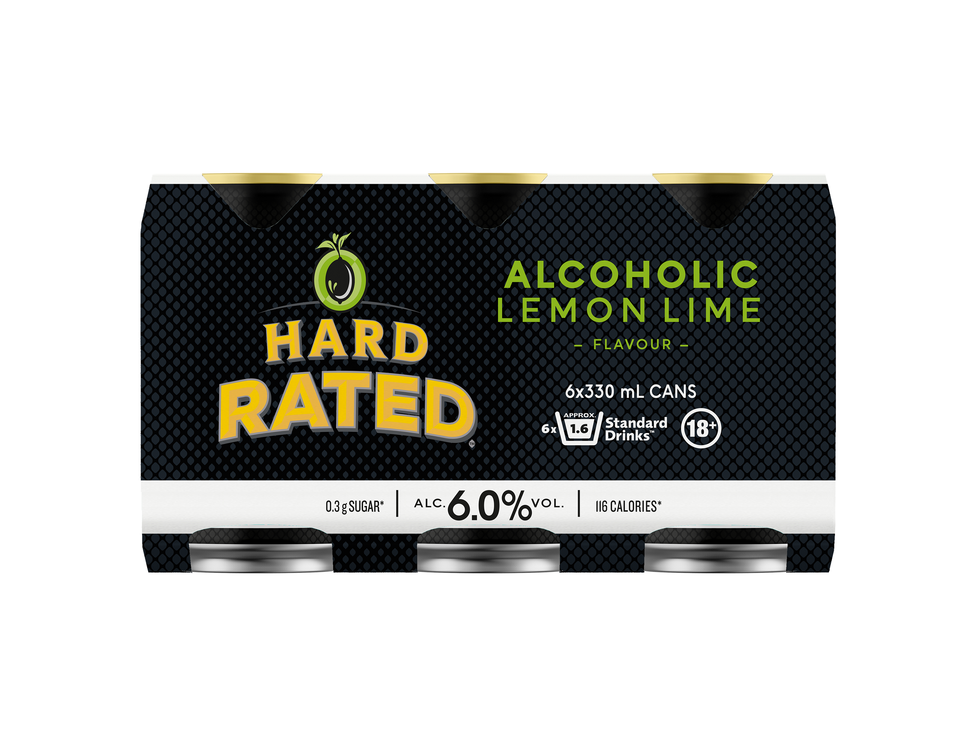 Hard Rated Lemon Lime Low Sugar 6% 6 Pack Cans 330ml