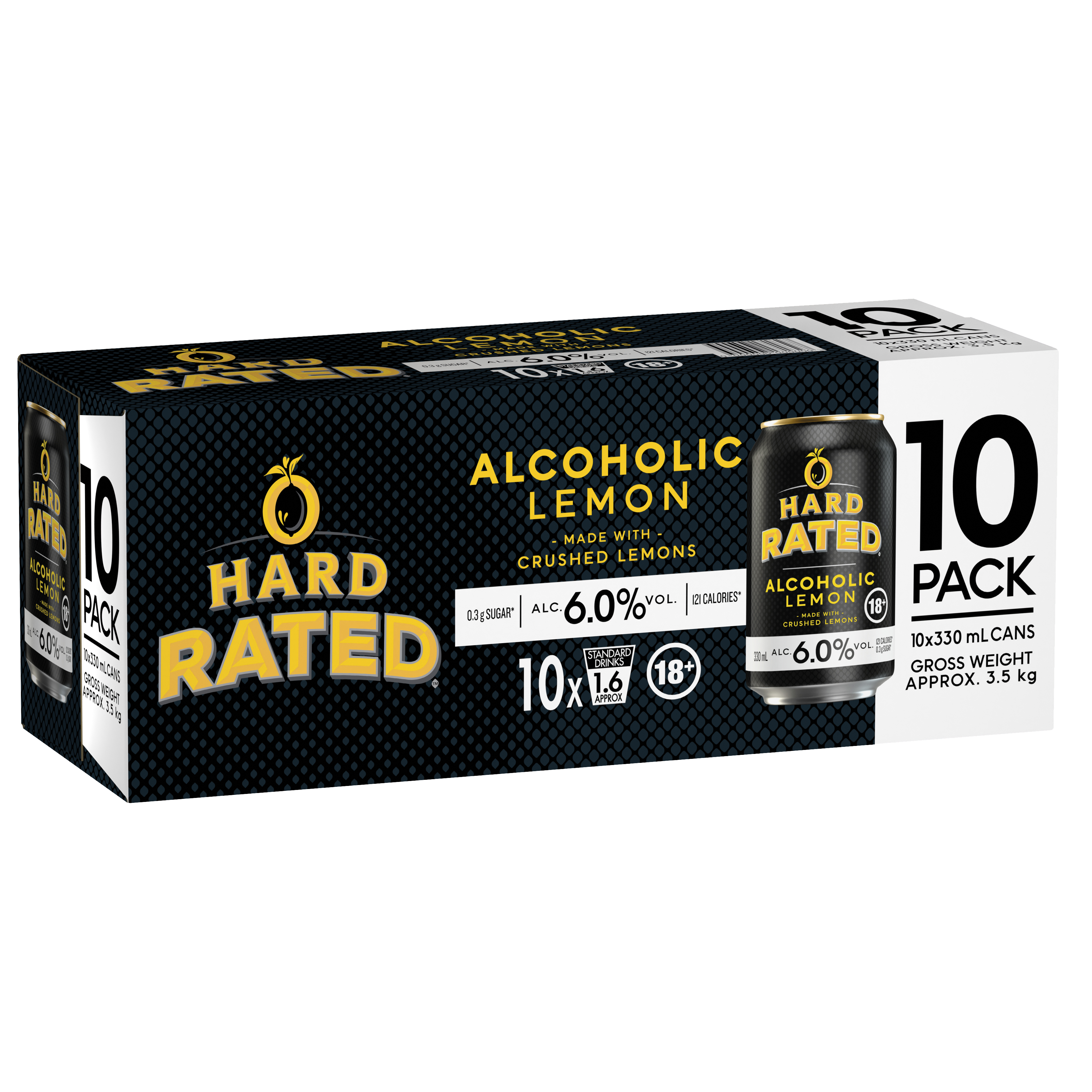 Hard Rated Lemon Low Sugar 6% 10 Pack Cans 330ml