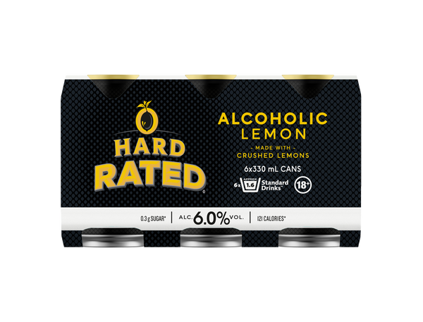 Hard Rated Lemon Low Sugar 6% 6 Pack Cans 330ml