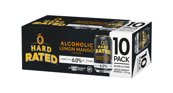 Hard Rated Lemon Mango Low Sugar 6% 10 Pack Cans 330ml