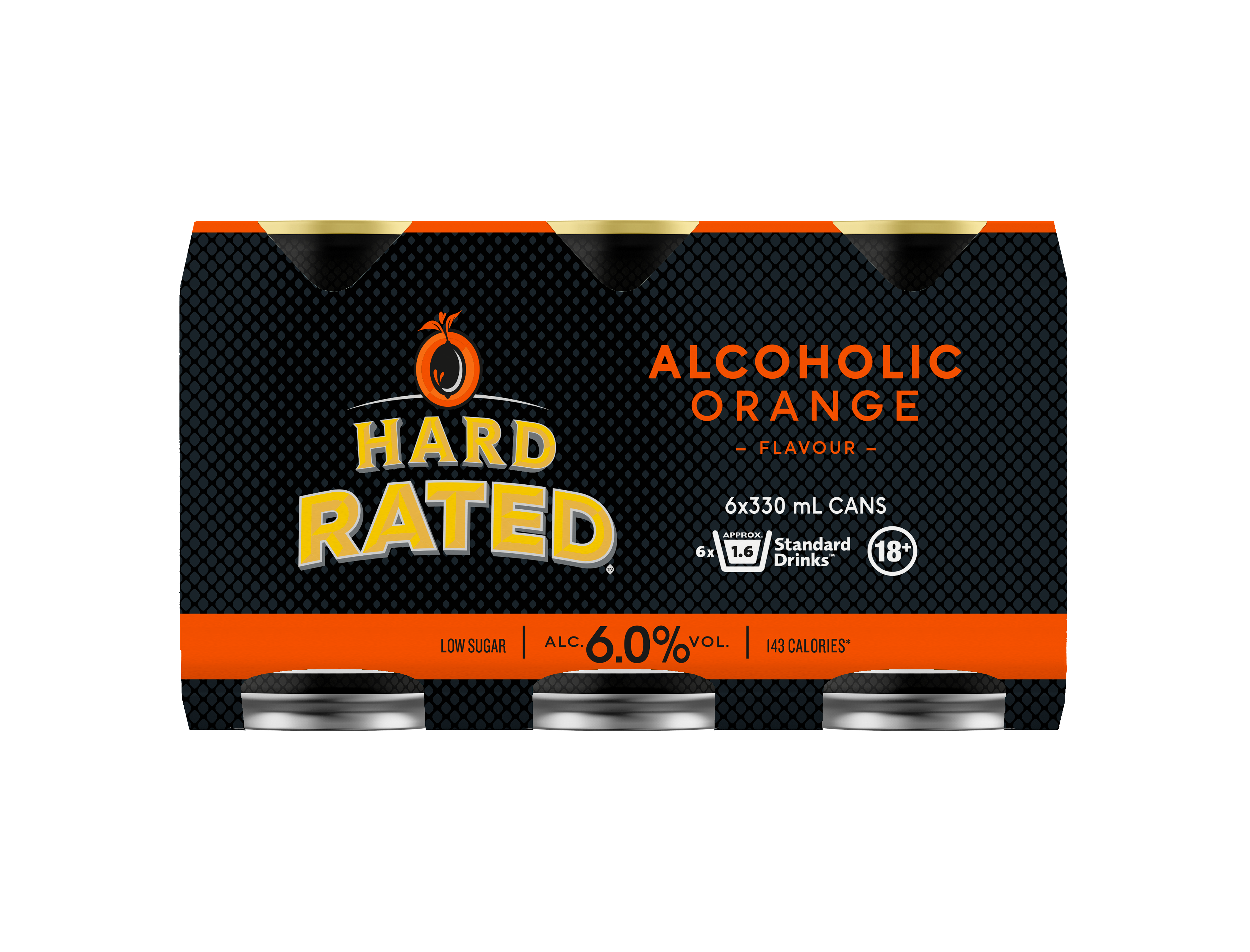 Hard Rated Orange Low Sugar 6% 6 Pack Cans 330ml