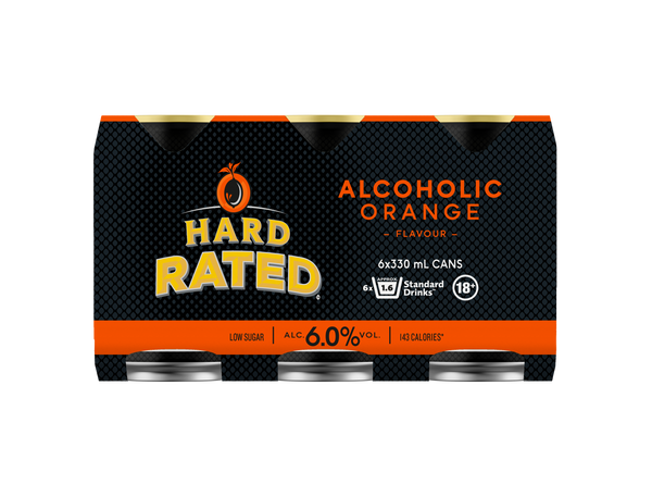 Hard Rated Orange Low Sugar 6% 6 Pack Cans 330ml