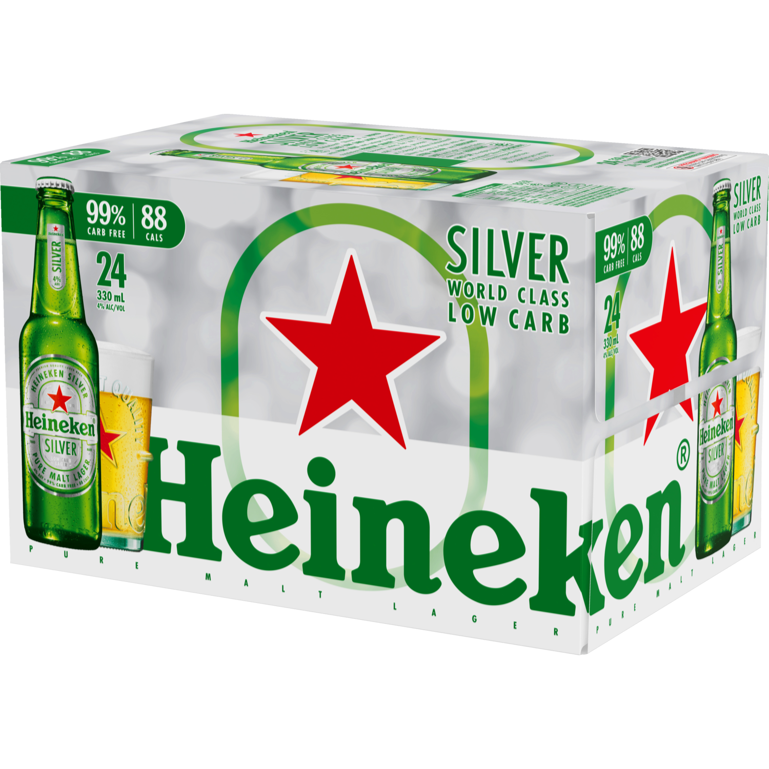 Heineken Silver Low Carb 24 Pack Bottles 330ml