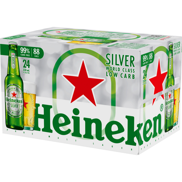 Heineken Silver Low Carb 24 Pack Bottles 330ml