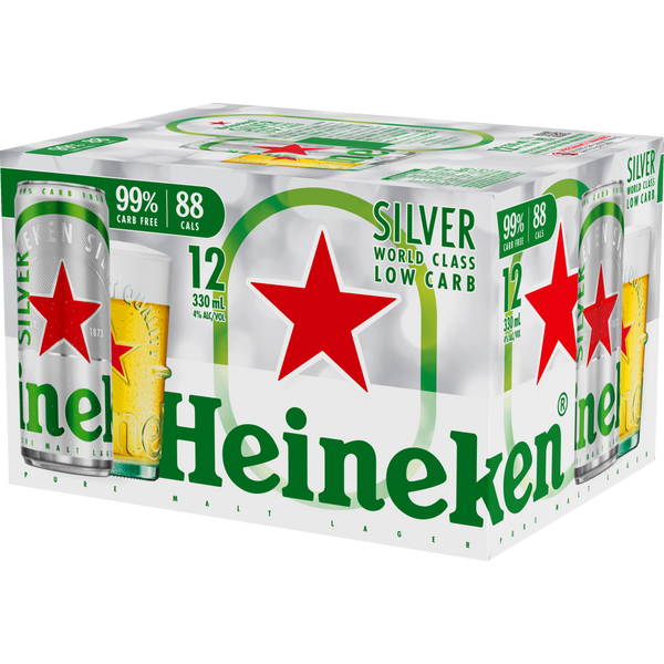 Heineken Silver Sleek 12 Pack Cans 330ml