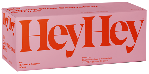 HeyHey Gin Pink Grapefruit and Tonic 4.5% 10 Pack Cans 330ml