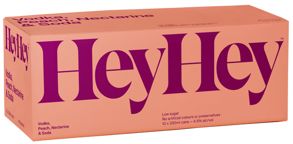 HeyHey Vodka Peach and Nectarine 4.5% 10 Pack Cans 330ml