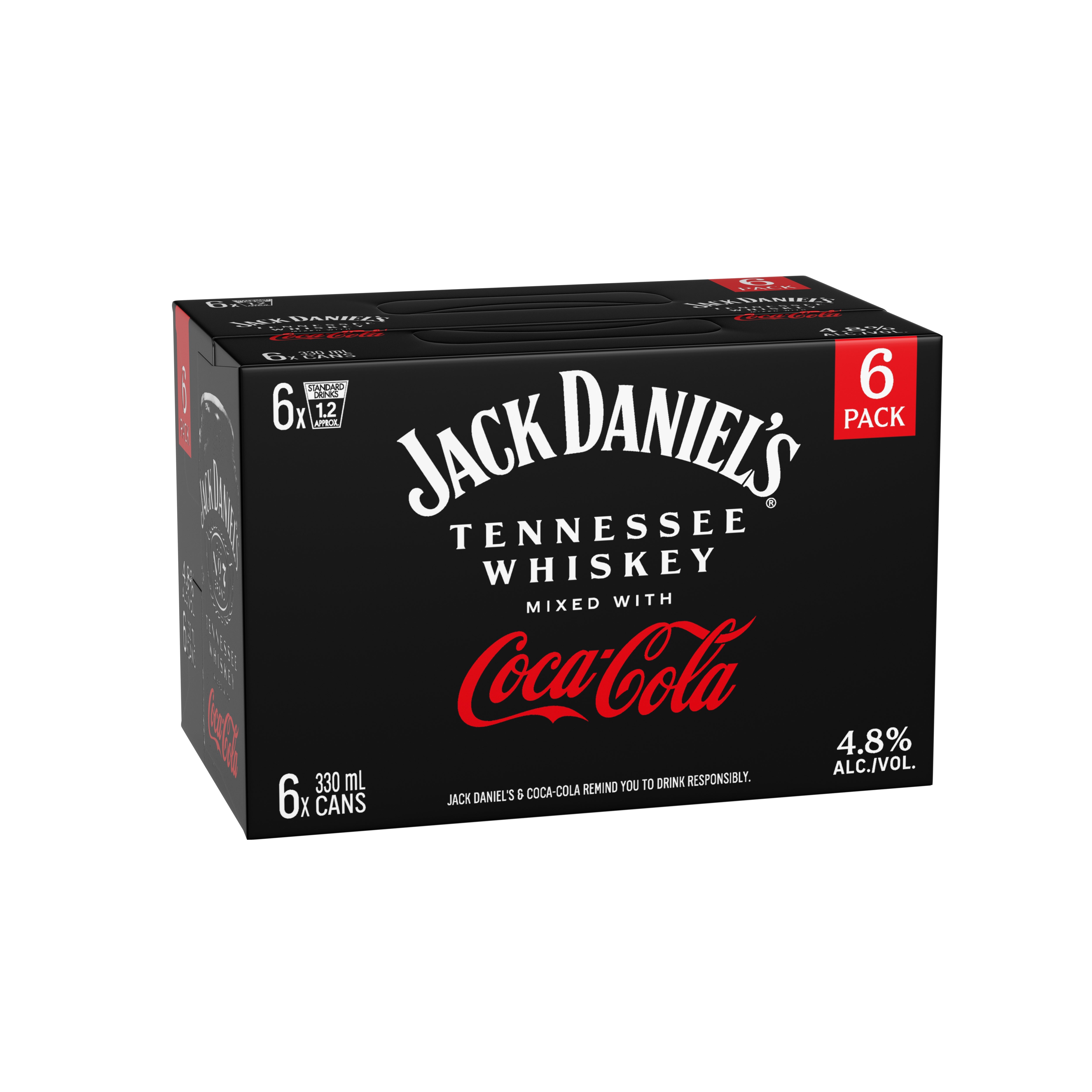 Jack Daniel's & Coca-Cola 4.8% 6 Pack Cans 330ml