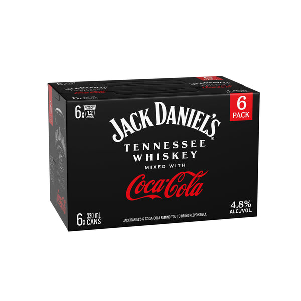 Jack Daniel's & Coca-Cola 4.8% 6 Pack Cans 330ml