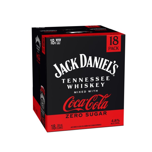 Jack Daniels & Coca-Cola Zero 4.8% 18 Pack Cans 330ml