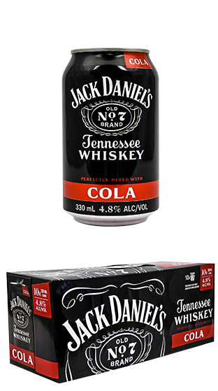 Jack Daniels & Cola 4.8% 10 Pack Cans 330ml