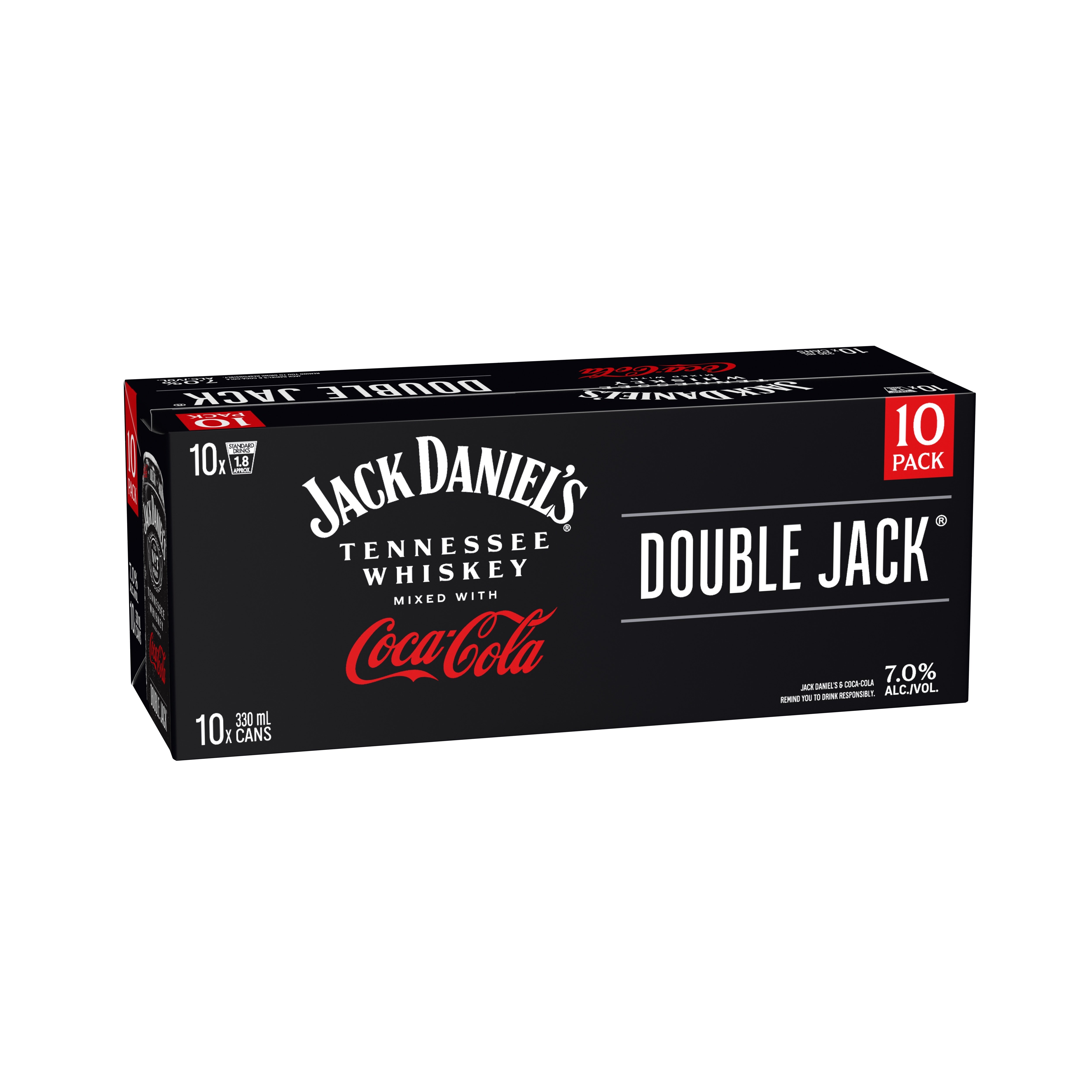 Jack Daniel's Double Jack & Coca-Cola 7% 10 Pack Cans 330ml