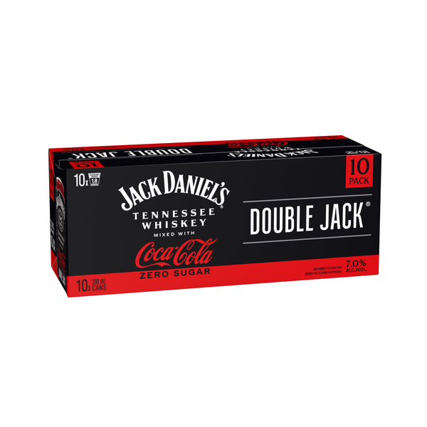 Jack Daniel's Double Jack & Coca-Cola Zero 7% 10 Pack Cans 330ml