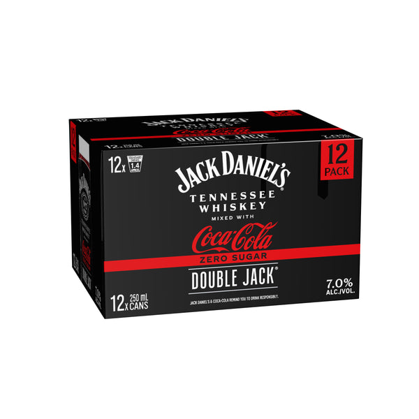 Jack Daniel's Double Jack & Coca-Cola Zero 7% 12 Pack Can 250ml