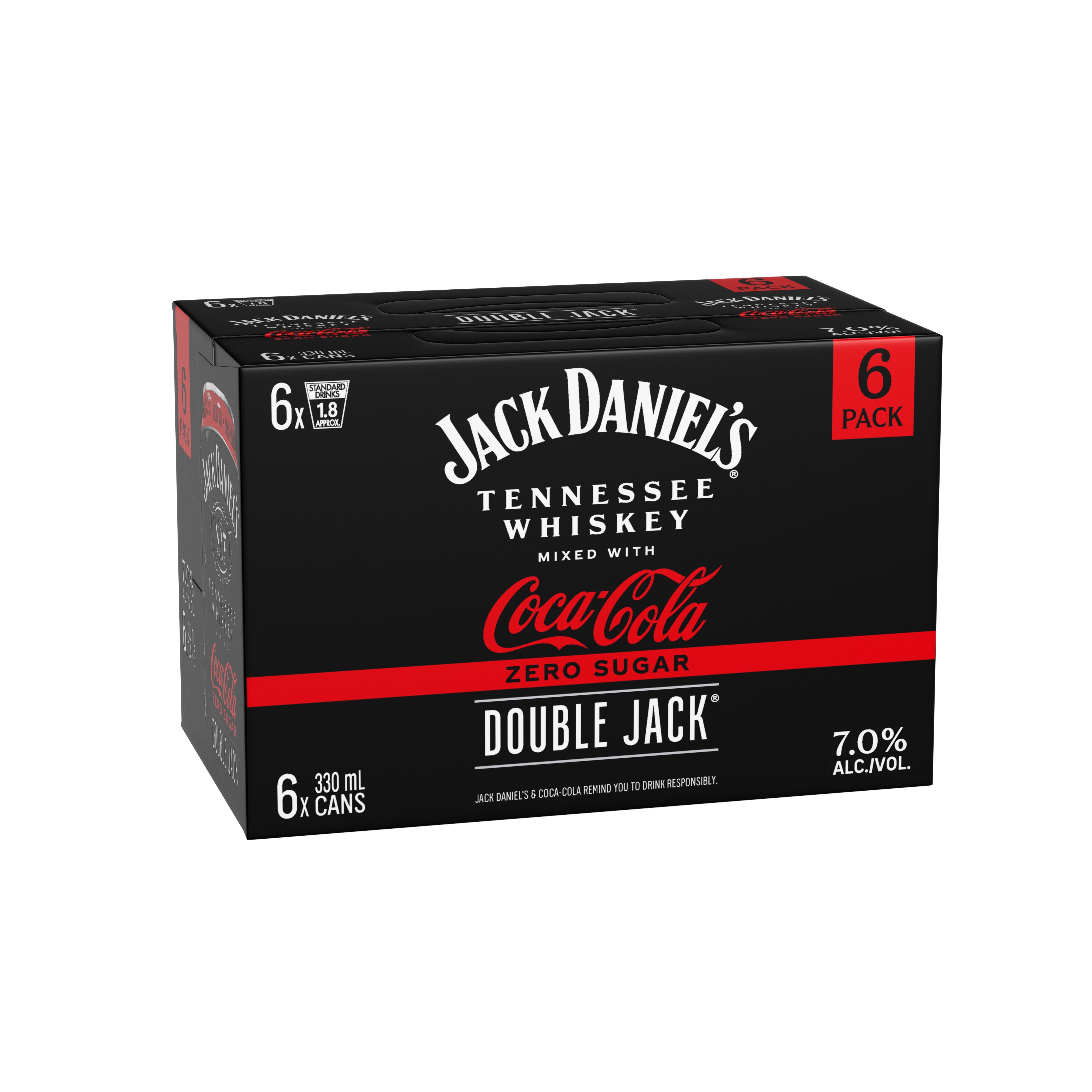 Jack Daniel's Double Jack & Coca-Cola Zero 7% 6 Pack Cans 330ml