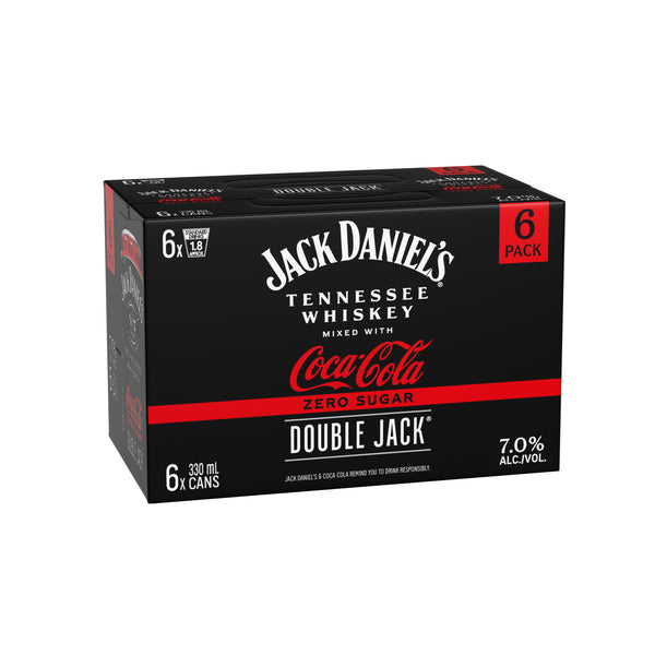 Jack Daniel's Double Jack & Coca-Cola Zero 7% 6 Pack Cans 330ml