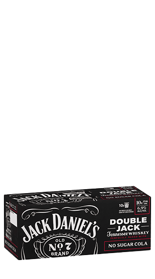 Jack Daniels Double Jack & Cola No Sugar 6.9% 10 Pack Cans 375ml