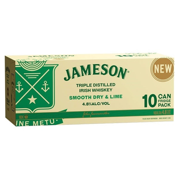 Jameson Dry & Lime 4.8% 10 Pack Cans 375ml