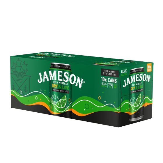 Jameson Dry & Lime 6.3% 10 Pack Cans 375ml