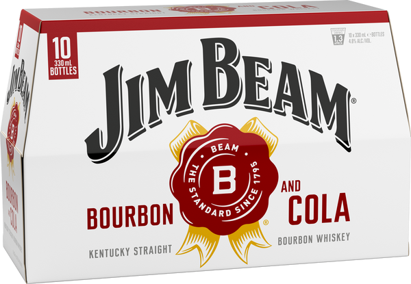 Jim Beam & Cola 4.8% 10 Pack Bottles 330ml