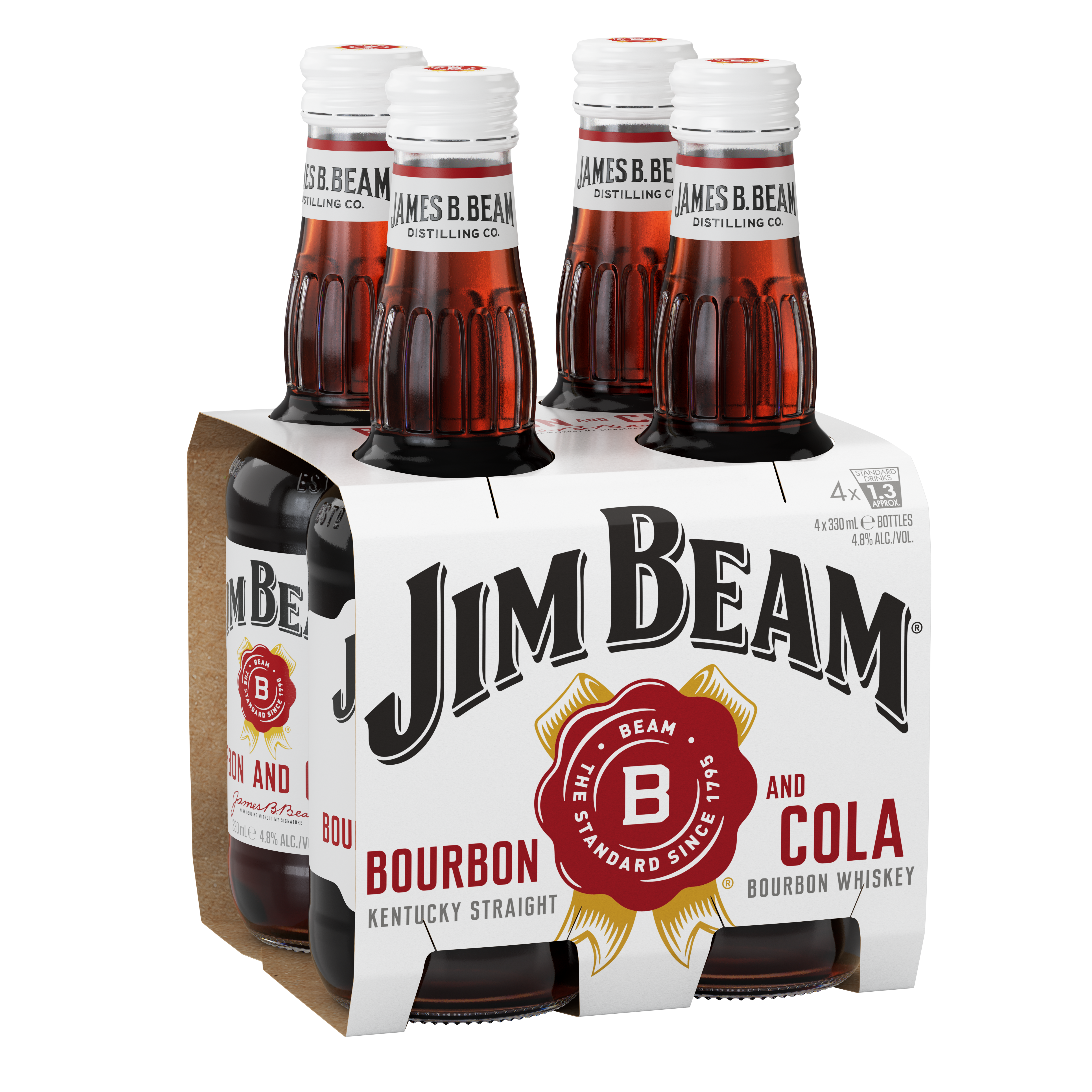 Jim Beam & Cola 4.8% 4 Pack Bottles 330ml