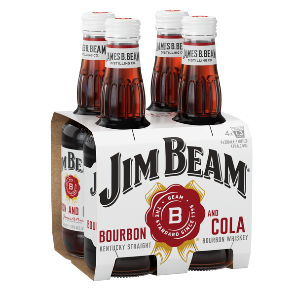 Jim Beam & Cola 4.8% 4 Pack Bottles 330ml