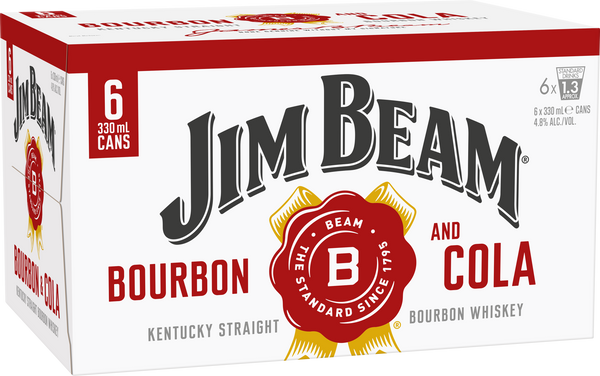 Jim Beam & Cola 4.8% 6 Pack Cans 330ml