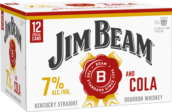 Jim Beam & Cola 7% 12 Pack Cans 250ml