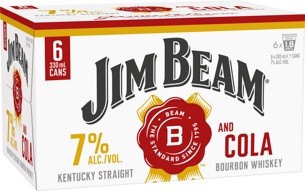 Jim Beam & Cola 7% 6 Pack Cans 330ml