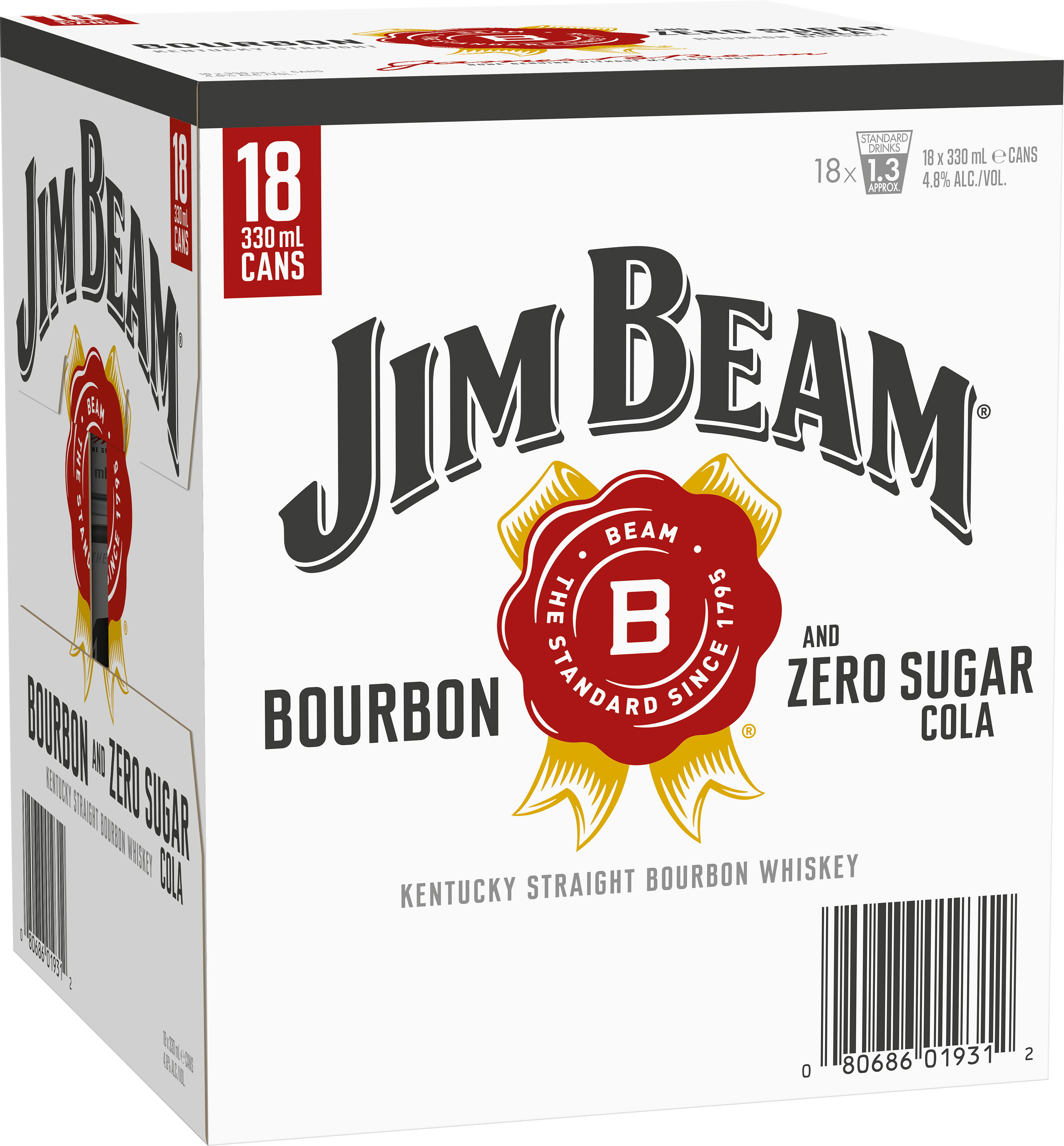 Jim Beam & Zero Sugar Cola 4.8% 18 Pack Cans 330ml
