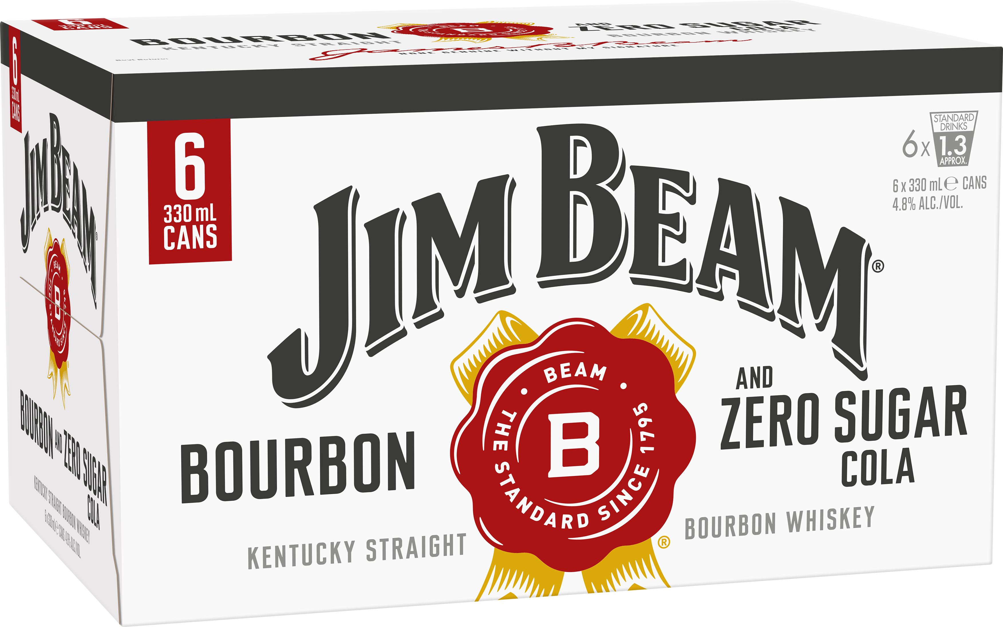 Jim Beam & Zero Sugar Cola 4.8% 6 Pack Cans 330ml