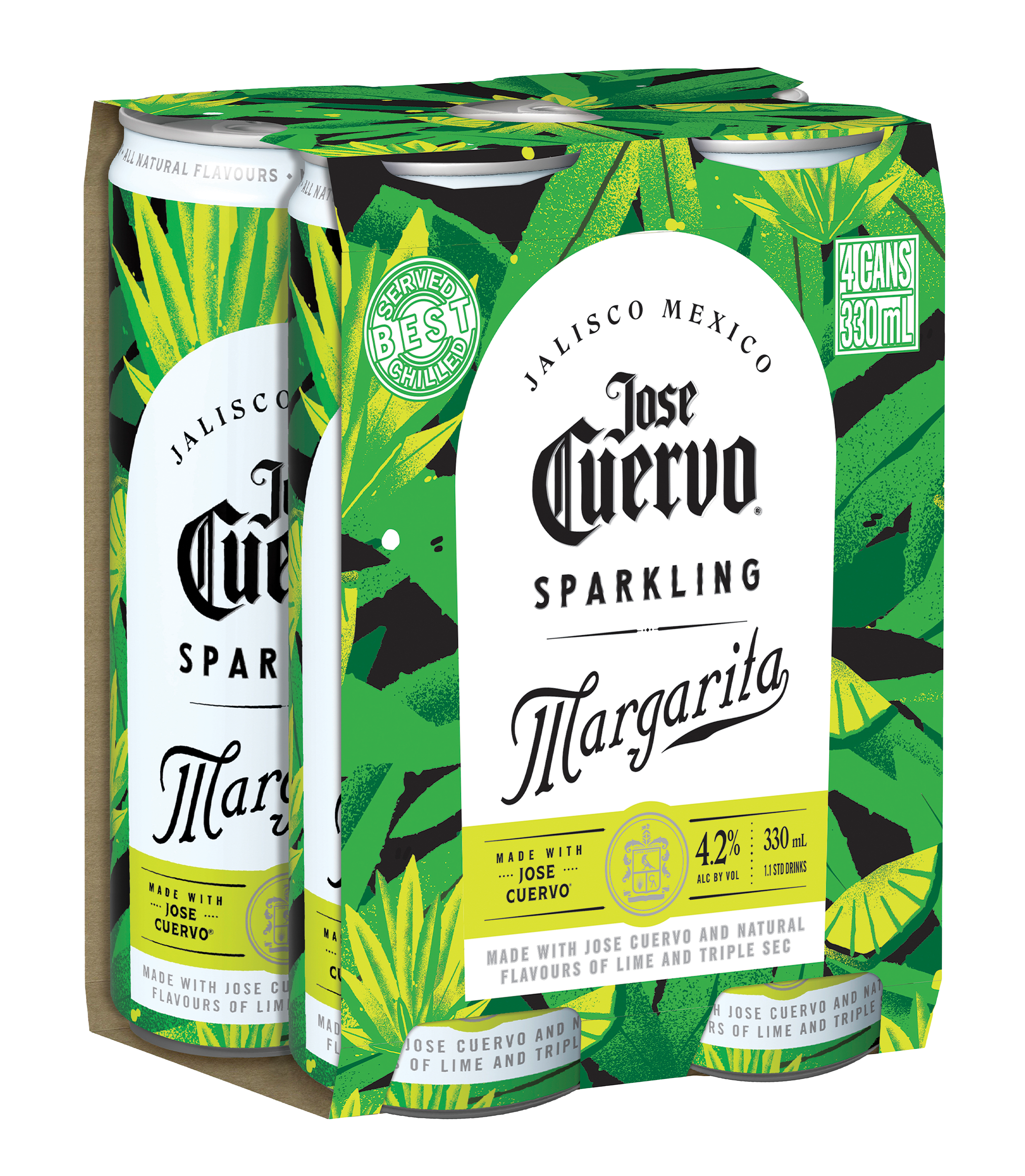 Jose Cuervo Sparkling Margarita 4.2% 4 Pack Cans 330ml