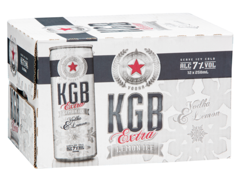 KGB Vodka & Lemon Ice 7% 12 Pack Cans 250ml
